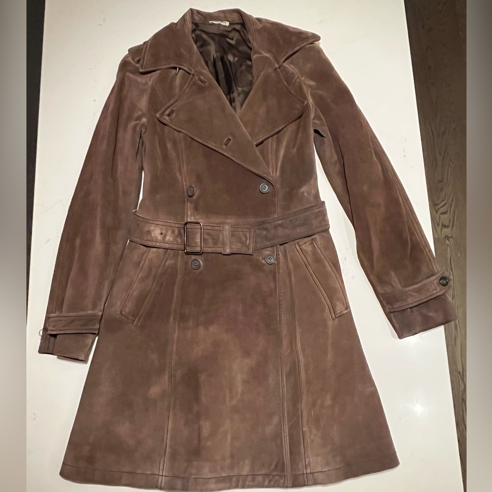Miu Miu Chcolate Brown Suede Trench Coat